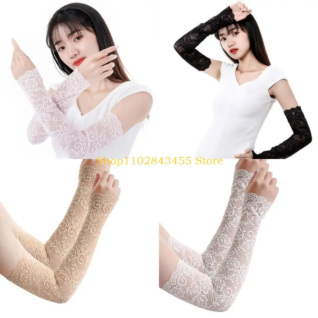 49mc-ファッションレース刺繍アームスリーブ日焼け止め冷却アクセサリースポーツランニングエッセンシャル