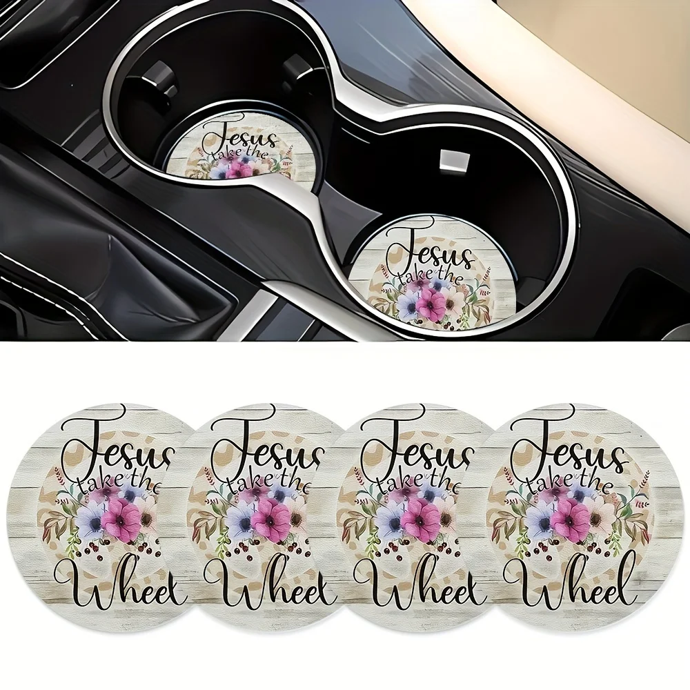 4 Helmet Car Coasters, Diameter 2.75Inch, Women'S Car Interior Coasters, Stylish Decorative Cup Mats, Car Decorative Cup Mats, D