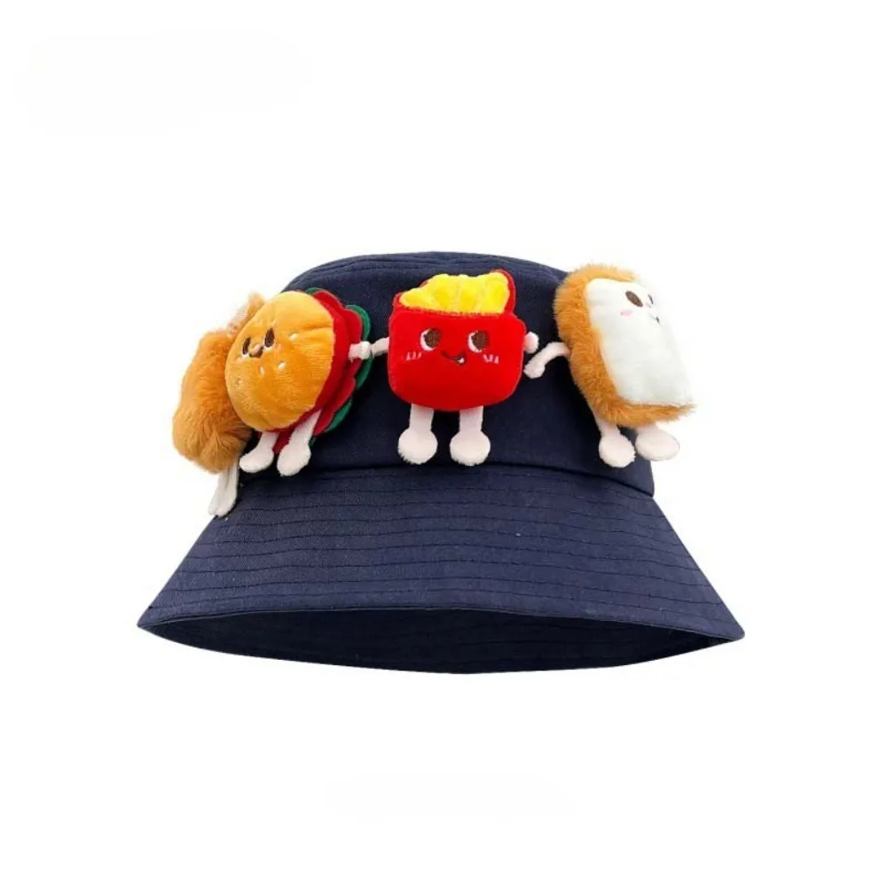 

Breathable Sunscreen Basin Cap Adjustable French Fries Hamburger Fisherman Hat Thin Polyester Cartoon Sunshade Hat Spring