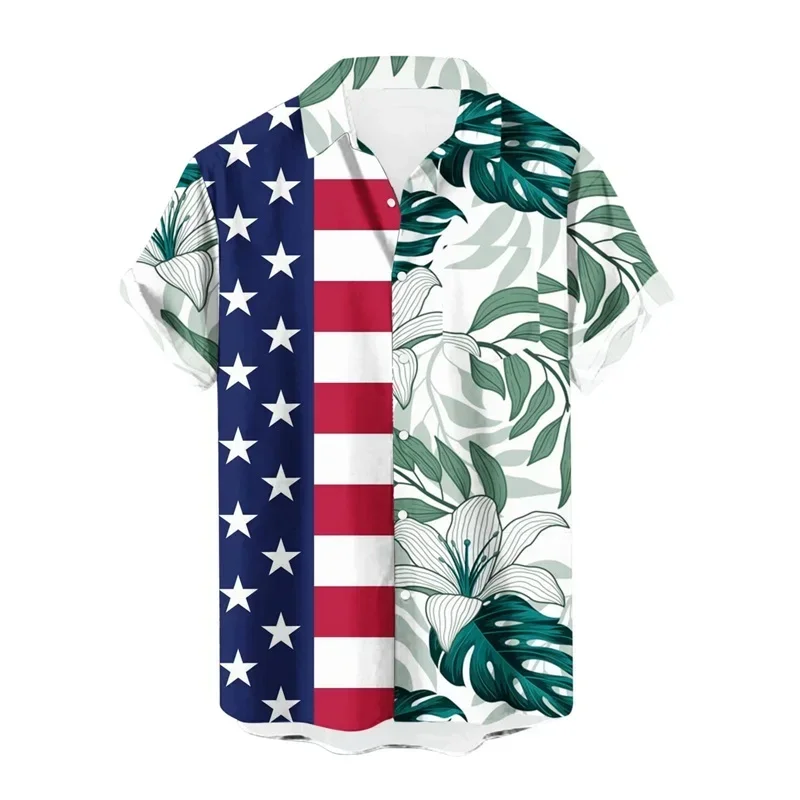 Spaß hawaiian ische lässige Herren hemden, 3D-Druck, Unabhängigkeit stag Muster, Button-up-Shirts, tropischer Urlaub, Strand Sommer Mode