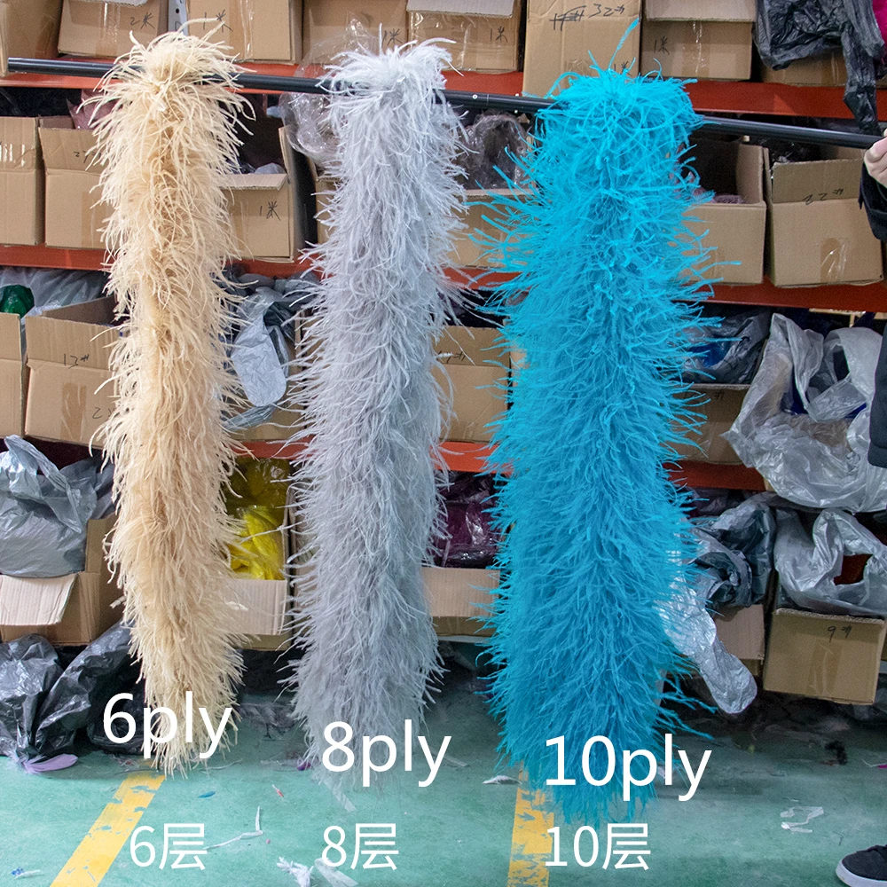 2M Fluffy Ostrich Feather Boa 1 3 6 10 20PLY Natural Ostrich Feather Trim Shawl for Party Wedding Dresses Sewing DIY Decoration