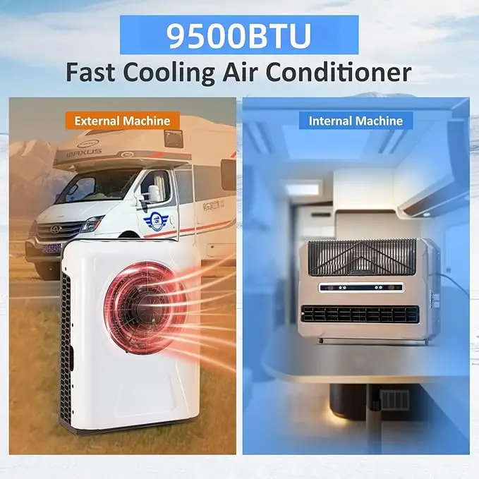 TELCOOL 12V DC air Conditioner Split Type RV air Conditioner Unit Use for Camping Vehicles, Trucks, RVs,Trailers,Excavators,Vans view 4