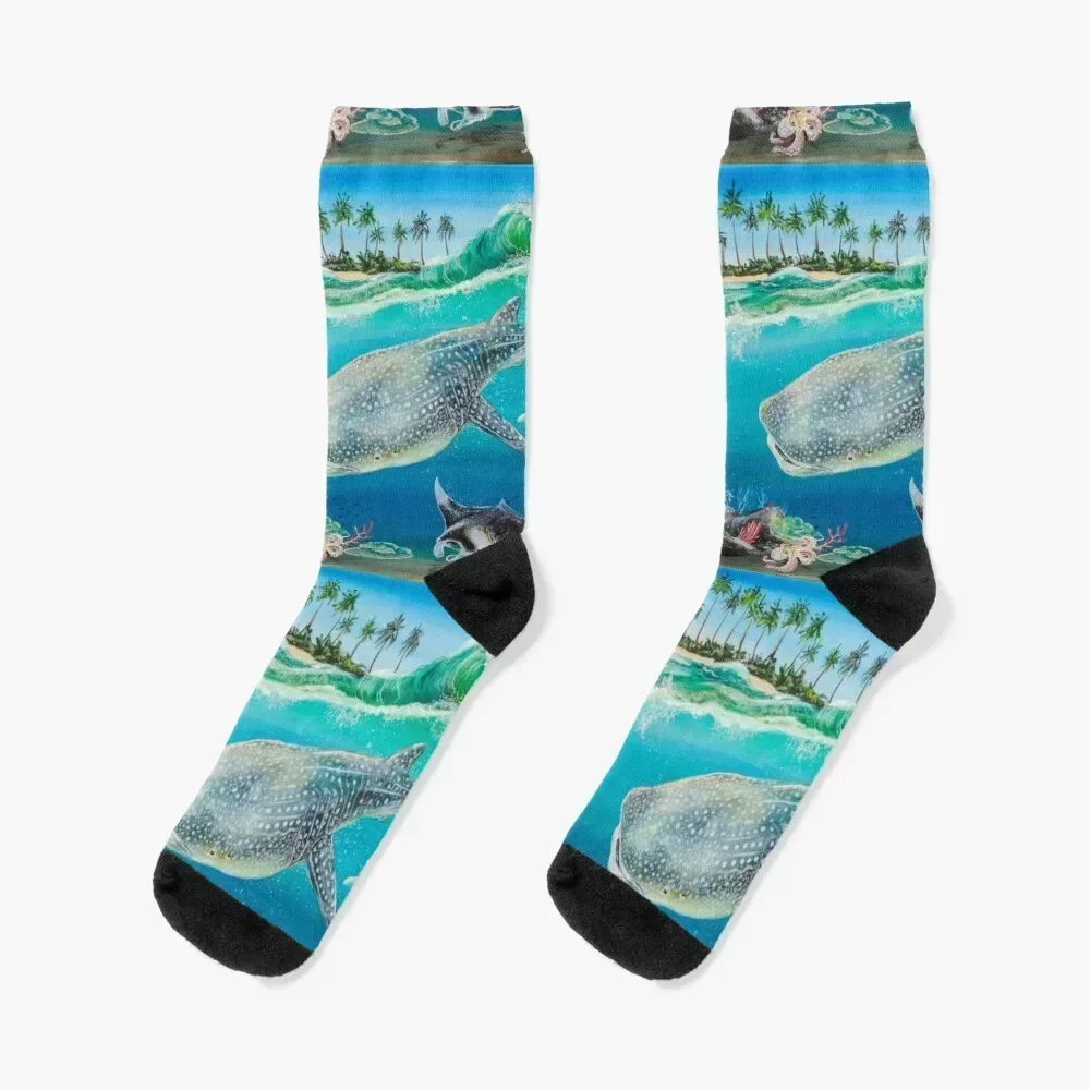 

Whale Shark and Manta's Reef Socks anti-slip Wholesale Novelties aesthetic Socks Female Men's