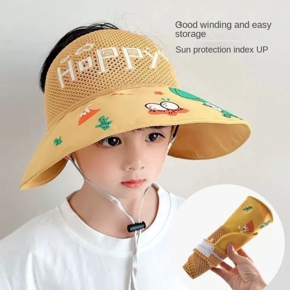 

Anti UV Protection Children Sun Hat Empty Top Breathable Summer Baby Sunhat Thin Comfortable Kids Beach Cap Travel Flap Cap
