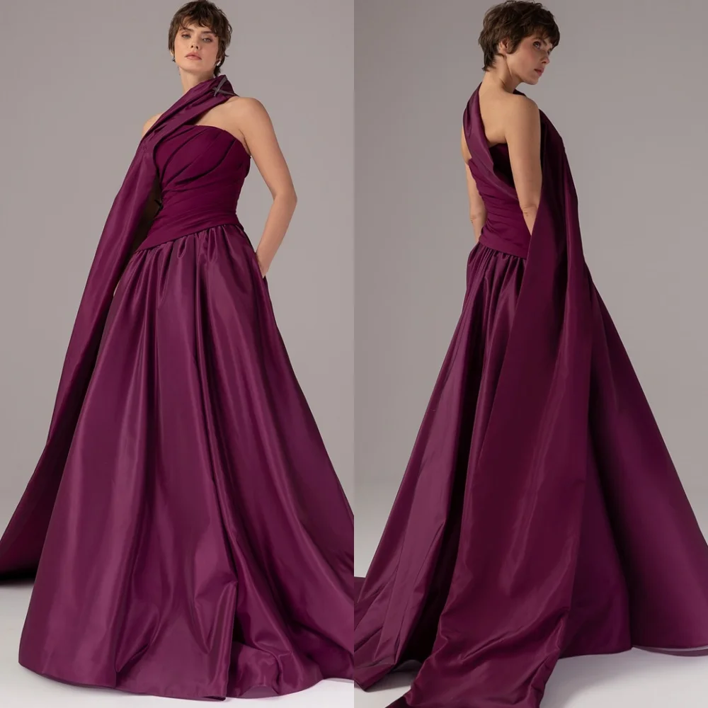

Customized Temperament Burgundy Satin Evening Dress Luxury Strapless Sleeveless Homecoming Dresses Modern Vestido De Festa