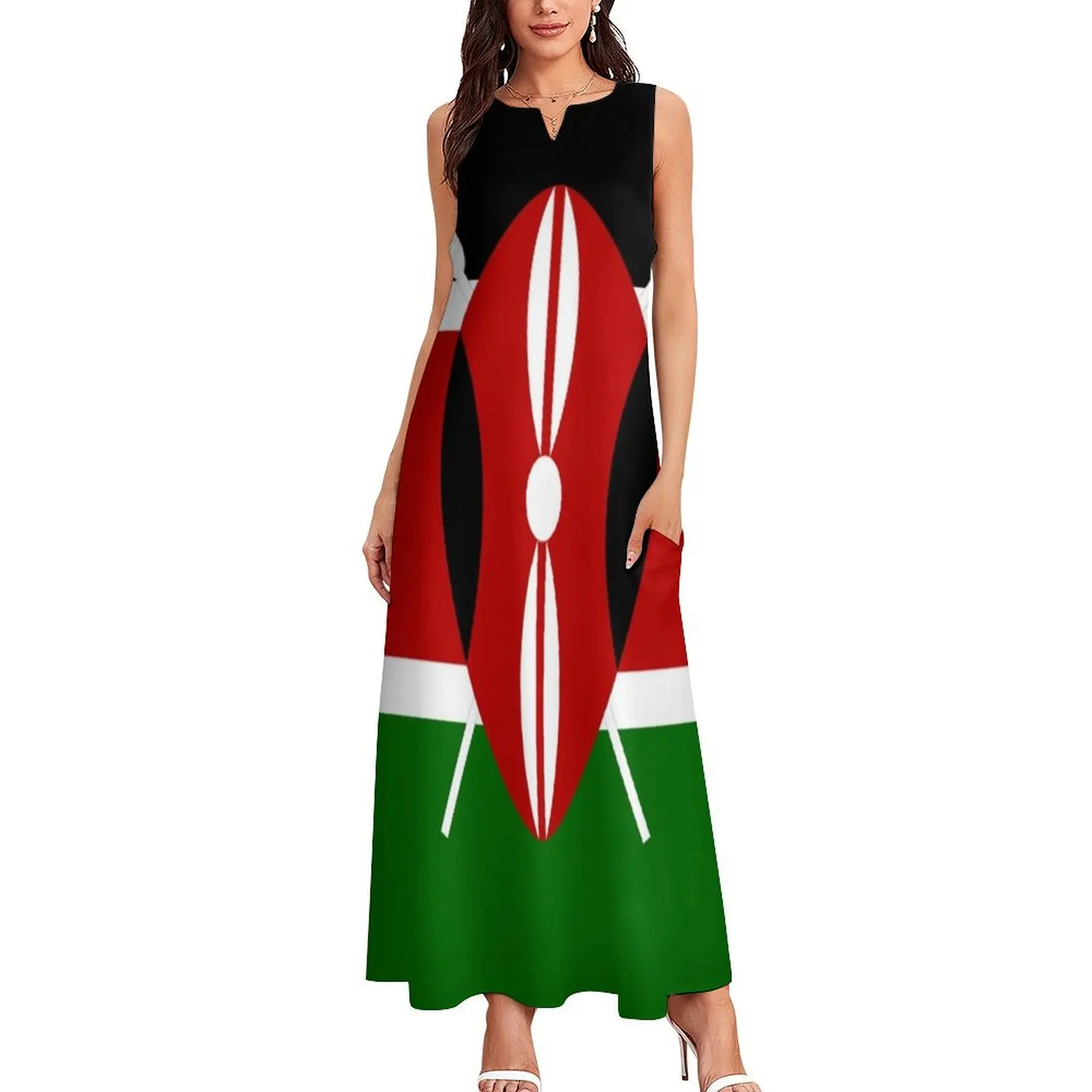 Kenya Flag T-Shirt - Kenyan Nairobi Sticker Long Dress Bridesmaid dress woman women