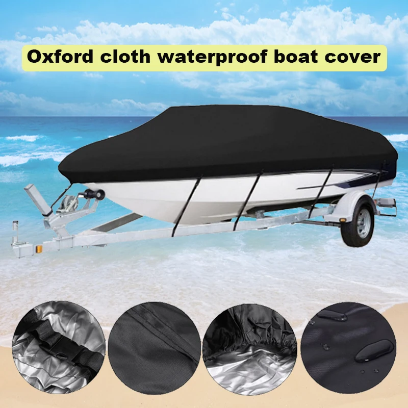 fast boat towing V-shaped square fishing boat cover，210D Oxford cloth waterproof boat cover, rain and sun protection