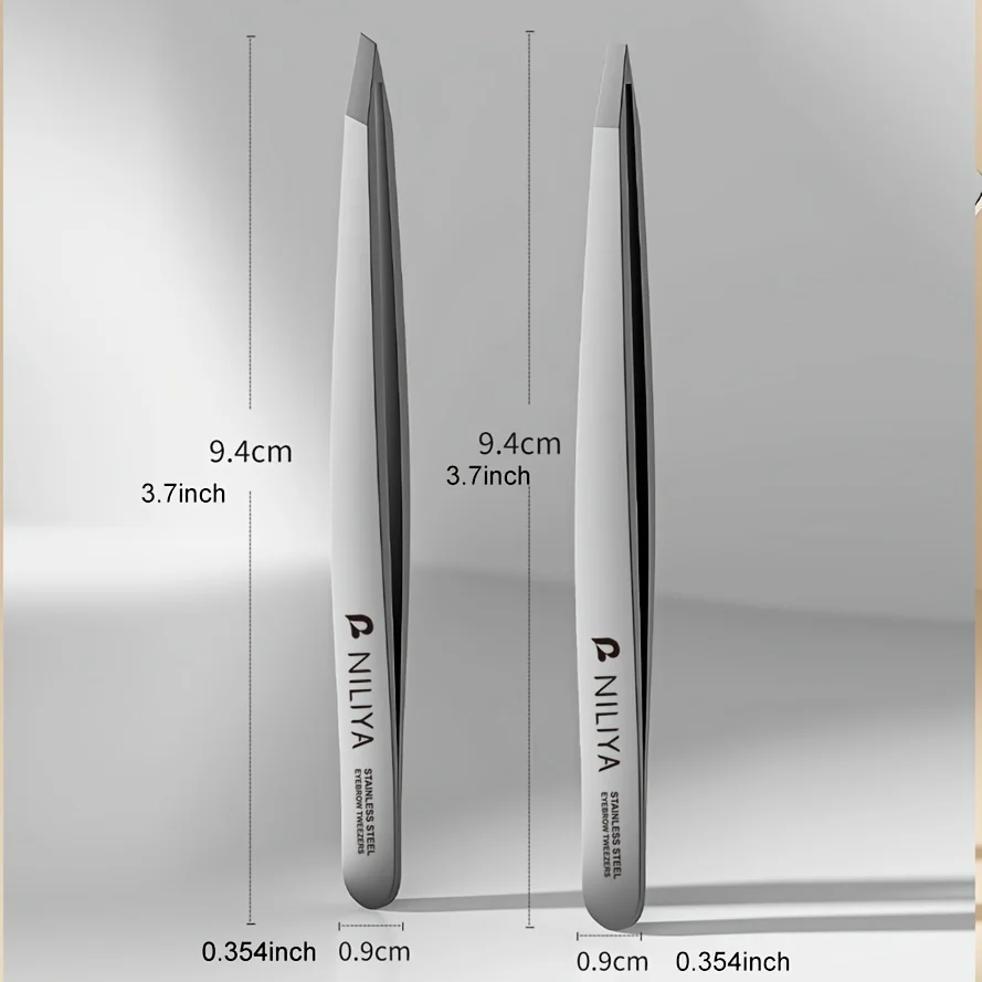 Pinça de sobrancelha de aço inoxidável, ferramenta de remoção de pelos de ponta inclinada de precisão, depenador profissional de pelos faciais para moldar sobrancelhas