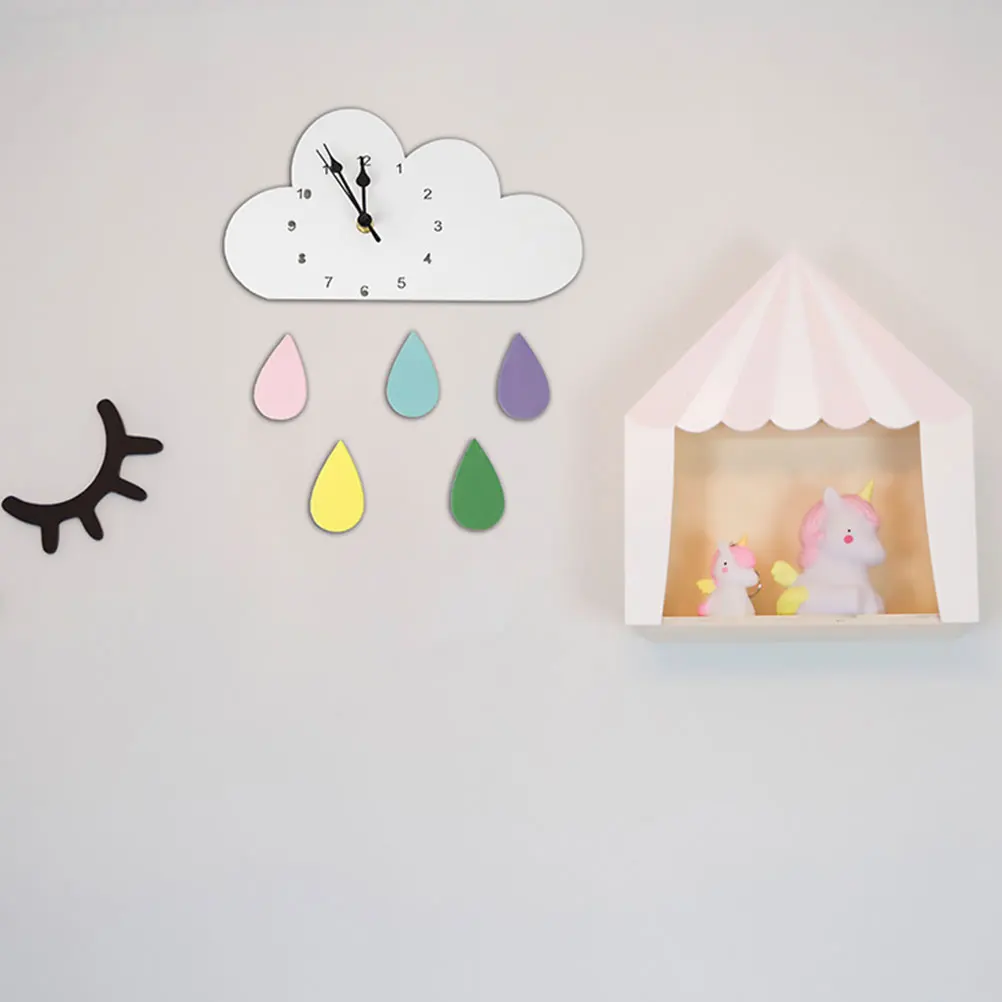 

1pc DIY Wall Clock Raining Cloud Clock Creative Wall Pendant Background Time Displayer for Home Kindergarten