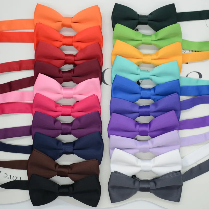 Adult Size Bowtie For Men Formal Business Gentleman Polyester Solid Bowknot Student Groom Best Man Neckwear Butterfly Bow Tie