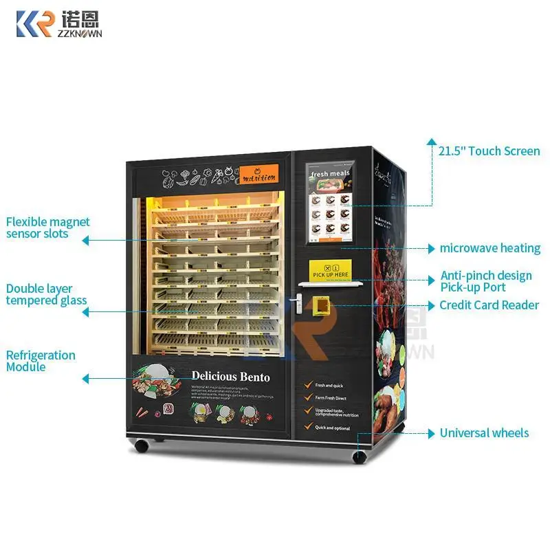 24 Hours Hot Meal Vending Machine With Microwave Fast Heating Function