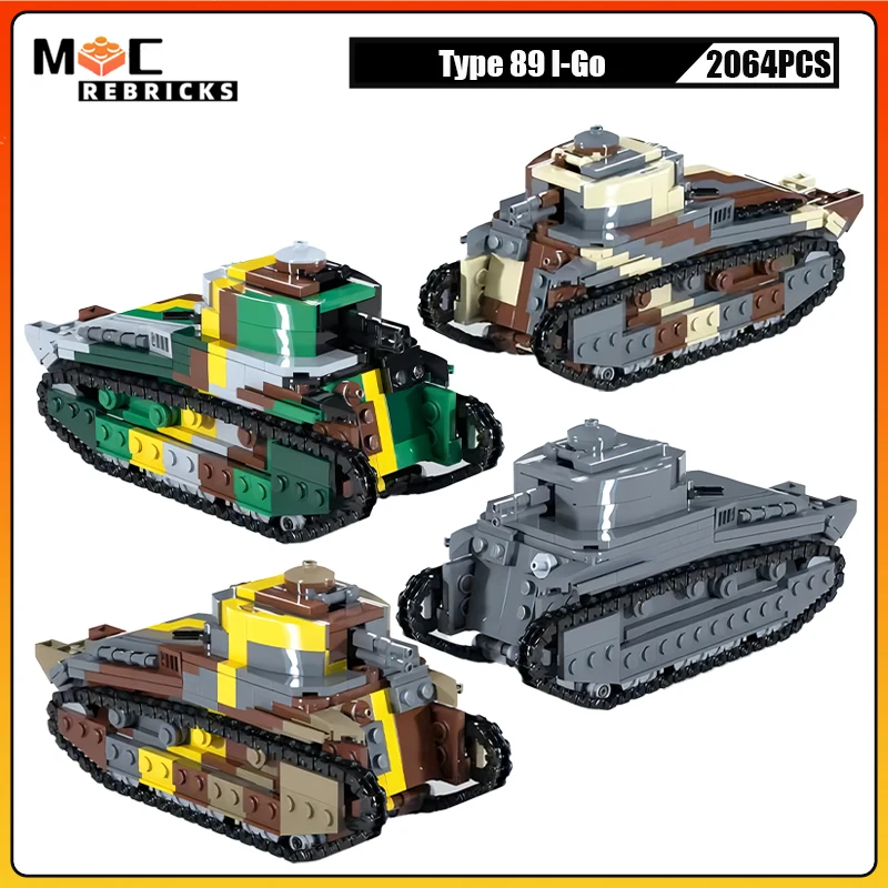 

MOC Building Blocks Military Weapon Type 89 I-Go WW2 Medium Tank Technology Armored Vehicle Model Creative DIY Kid's Bricks Toys