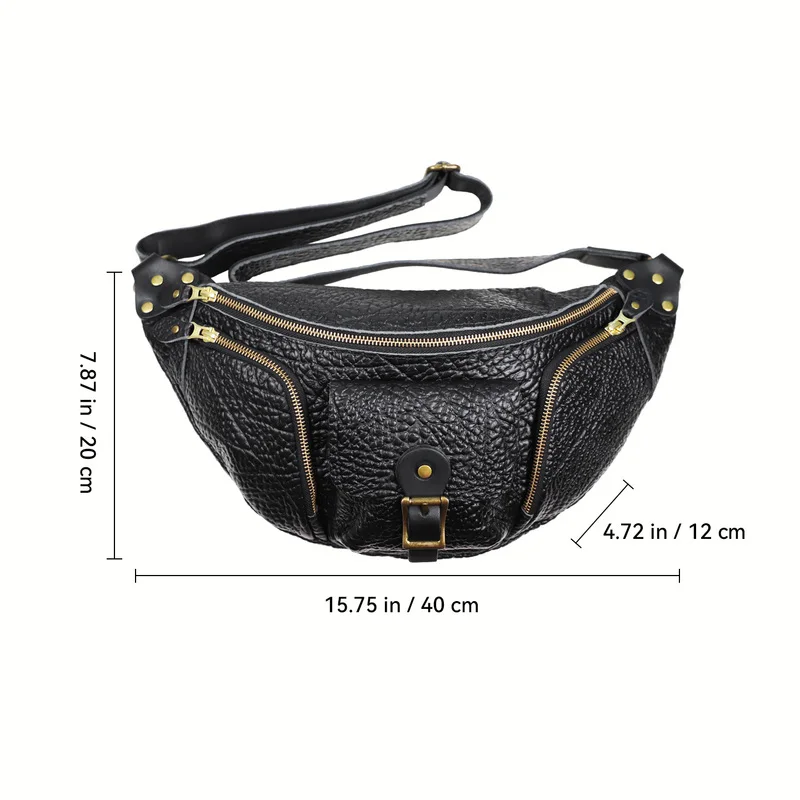 Thicken Natural Genuine Leather Men's Multi-pocket Chest Bag Designer High Quality Real Cowhide Shoulder Crossbody Pack