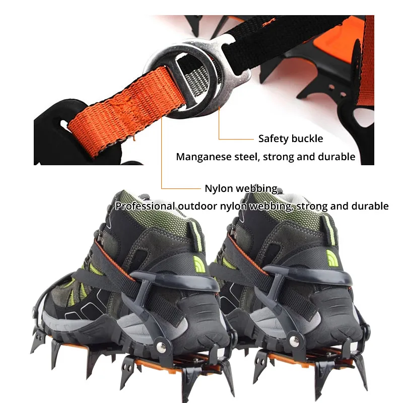 Imagem -06 - Gelo Neve Crampons Anti-slip Escalada Gripper Sapato Cobre Spike Skid Chuteiras Esporte 12 Dentes Aço Inoxidável