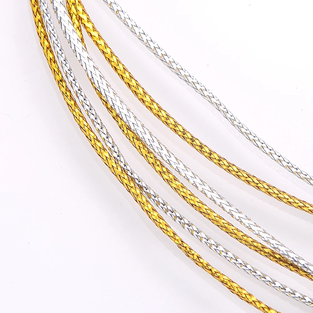 1,5 mm 100 m Polyester-Schnurrolle, gold-silberfarben, geflochtene Verpackungsschnur für DIY-Schmuckherstellung, Geschenkverpackung, Basteln – Detail 6
