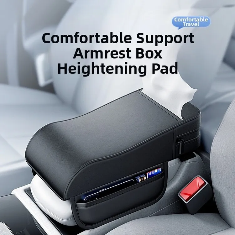 Auto-Armlehnenbox-Booster-Pad mit bequemem Memory-Schaum und integriertem Taschentuchhalter für Passagiere vorne und hinten