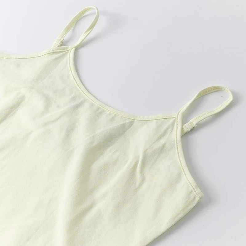 Baumwoll-Spaghettiträgerkleid Damen Basic Schlankes Ärmelloses Minikleid – Detail 19