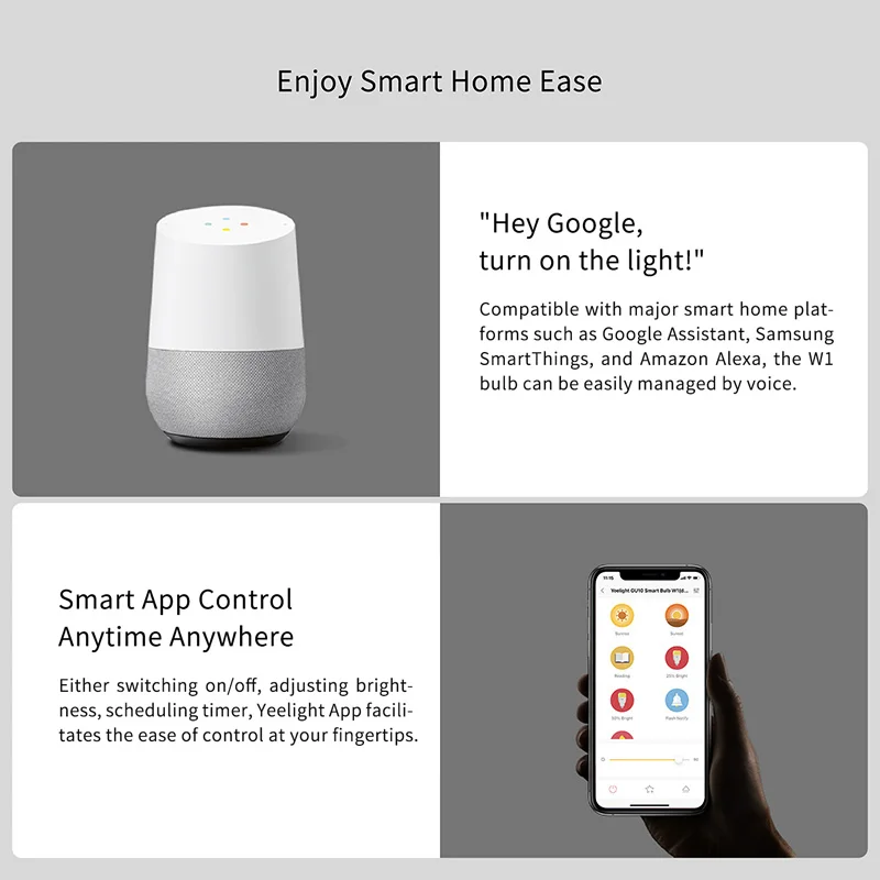 Yeelight GU10 W1 Smart LED Bulb Dimmable 2700K Warm Light WiFi App Voice Control Alexa Google Assistant SmartThings