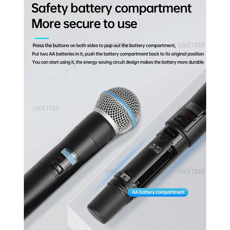 Microfone profissional sem fio uhf, microfone de lapela portátil com revestimento de metal completo, adequado para microfone de palco de casamento