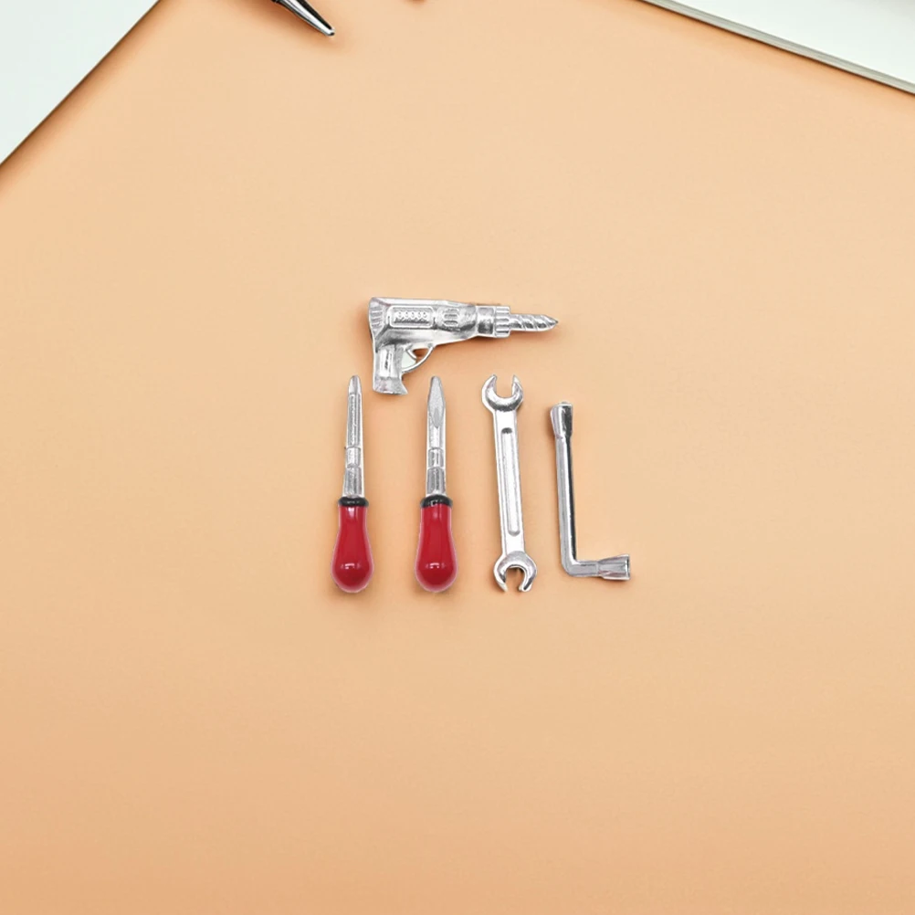 

5 Pcs Children's Toy Tools Wrench Dollhouse Miniature Maintenance Simulation Toys Pretend Scene Kit