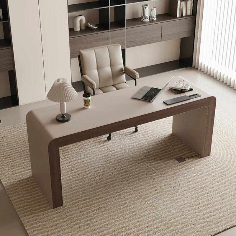 

Premium Italian minimalist desk Home antique living room study desk Light luxury modern solid wood computer