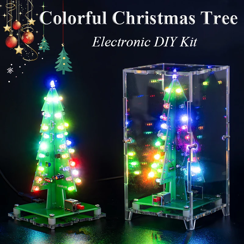 

Colorful Christmas Tree DIY Kit Colorful LED Flowing Light Flash Electronic Welding Practice Loose Parts