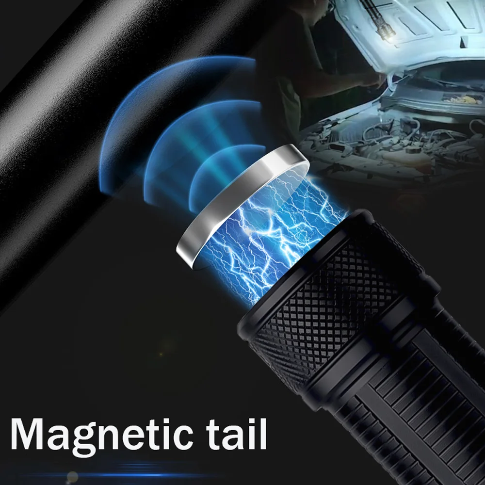 5000 Meters Long Throw LED Flashlight COB Work Light Type-C Rechargeable Spotlights 10000000Lumen White LED Tactical Flashlights