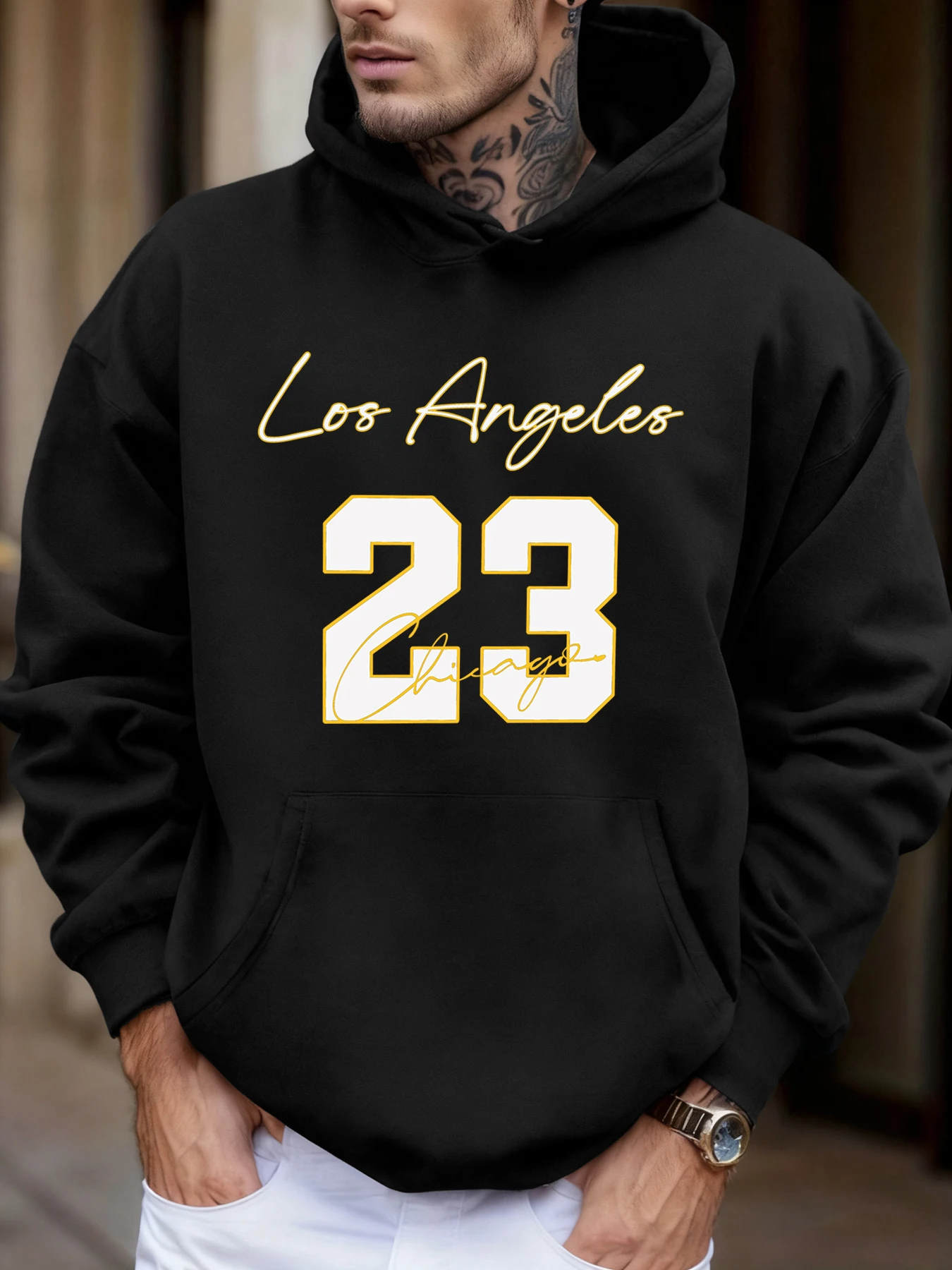 لوس أنجلوس شيكاغو رقم 23 طباعة الصوف الخريف هوديي الذكور جيب غير رسمي ملابس رياضية لينة مريح بلوزات قمة الموضة الرياضية