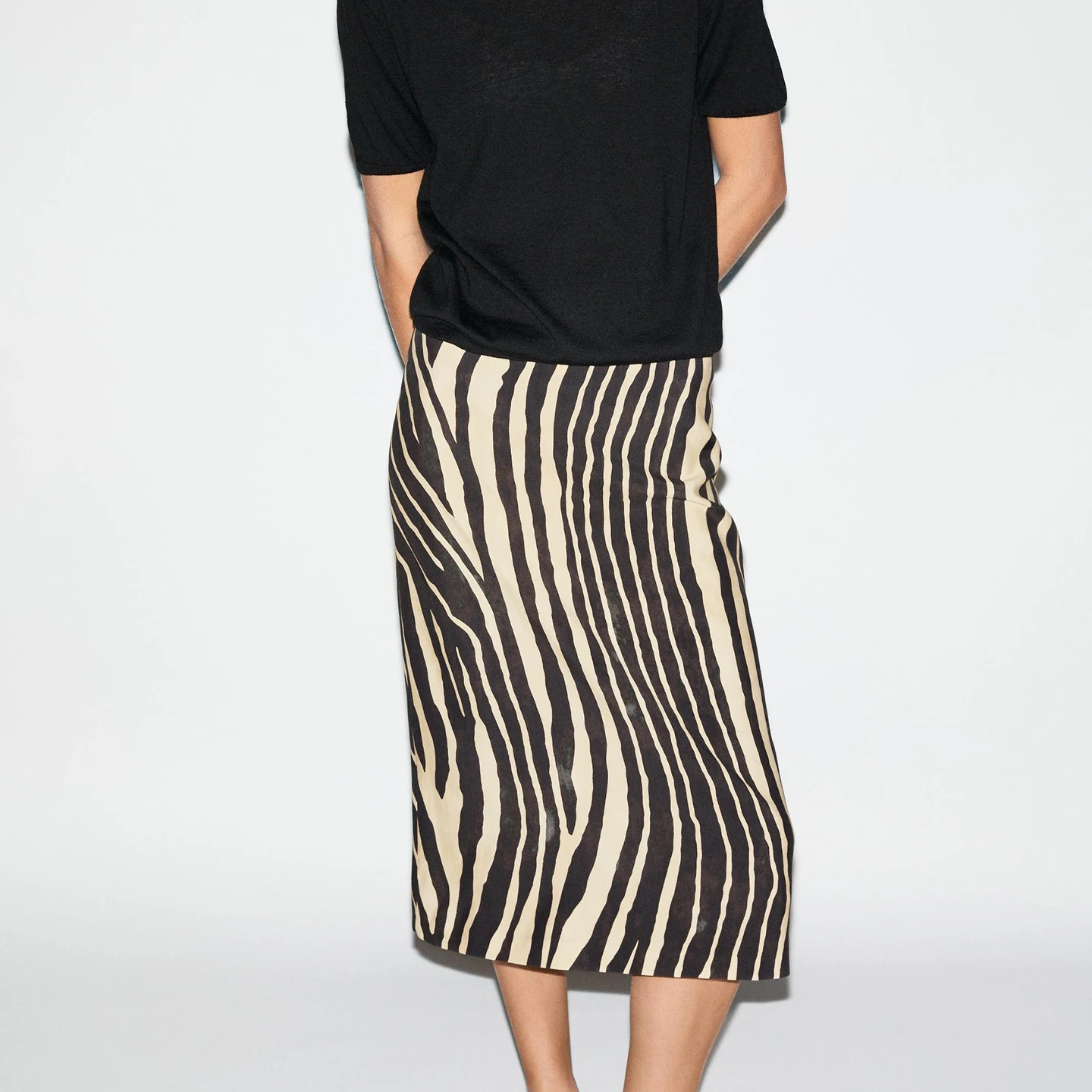 Women's A-Line Midi Skirt 2026 New Personality Design Printed Bodycon Half-length Skirt ZADATA Brand Mid-waist Other Material