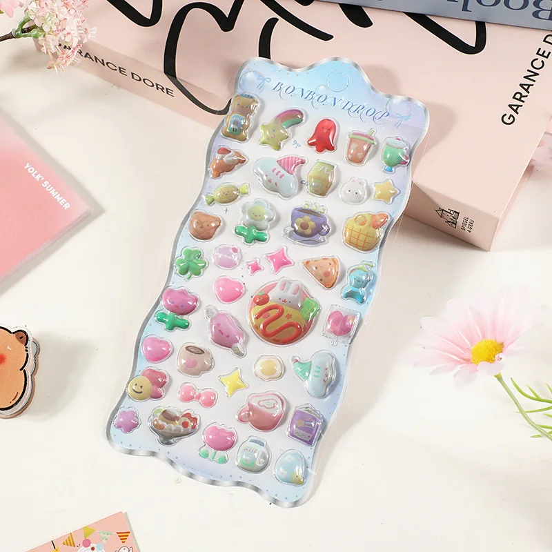 Pegatinas de papelería para diario 3D, pegatina para álbum de recortes, decoración para diario, decoración divertida y dulce, helado, mascotas, gota TMZ