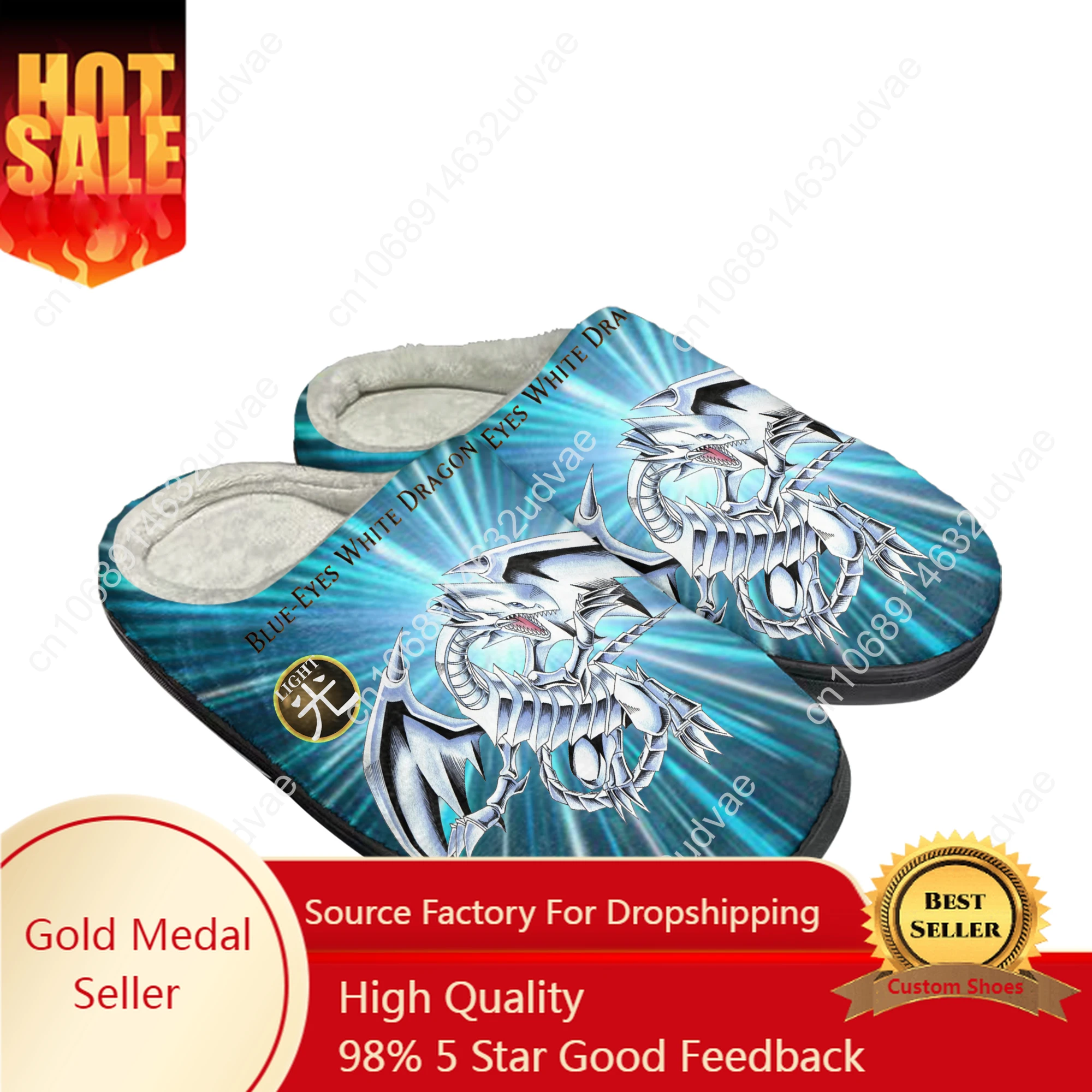 

Yu-Gi-Oh Seto Kaiba Blue Eyes White Dragon Home Cotton Custom Slippers Mens Womens Sandals Plush Keep Warm Shoes Thermal Slipper