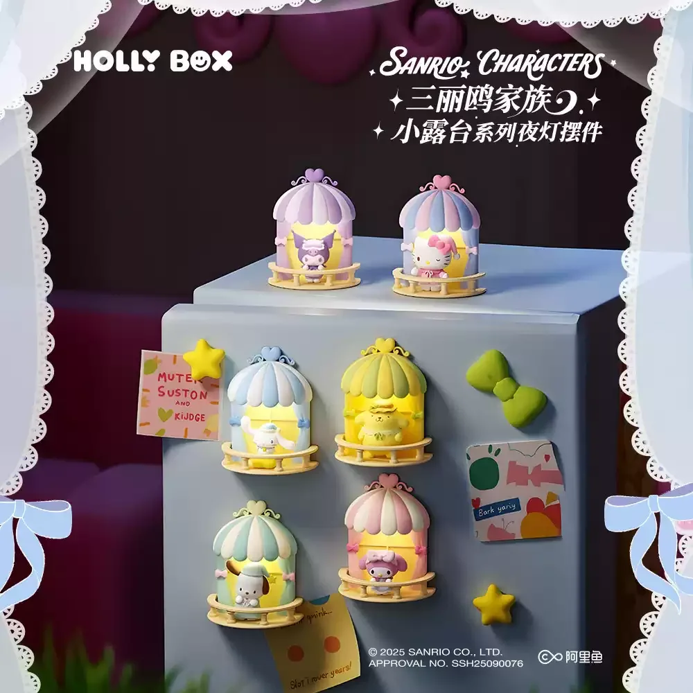 

Sanrio Hello Kitty Balcony Series Blind Box Glow Fridge Magnet Night Light Cute Home Decor New Year Gift For Anime Manga Fans