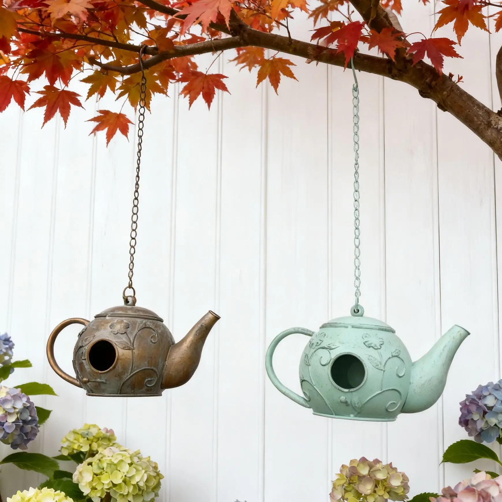 Foreign trade cross-border explosion, villa courtyard, teapot shape, bird feeder, bed and breakfast pendant, decorative bird