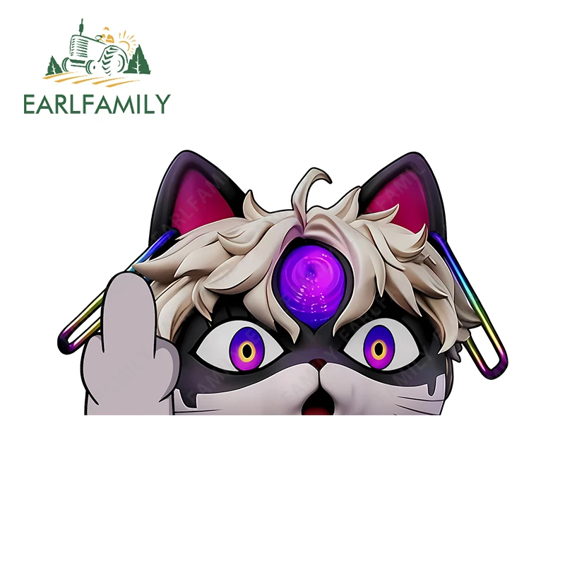 EARLFAMILY Turbo Granny Jin Enjoji Peeeking Stickers Humorous Cartoon Decals Occlusion Scratch Sunscreen Vinyl Car Accessories