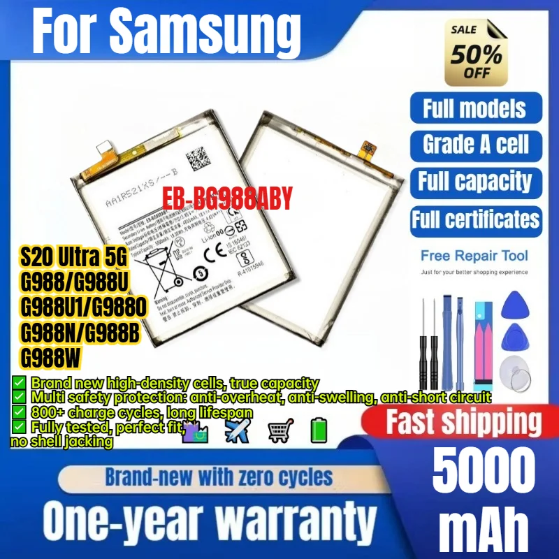 EB-BG988ABY for Samsung S20 Ultra 5G/G988/G988U/G988U1/G9880/G988N/G988B/G988W Phone Battery Replacement Bateria with Tools