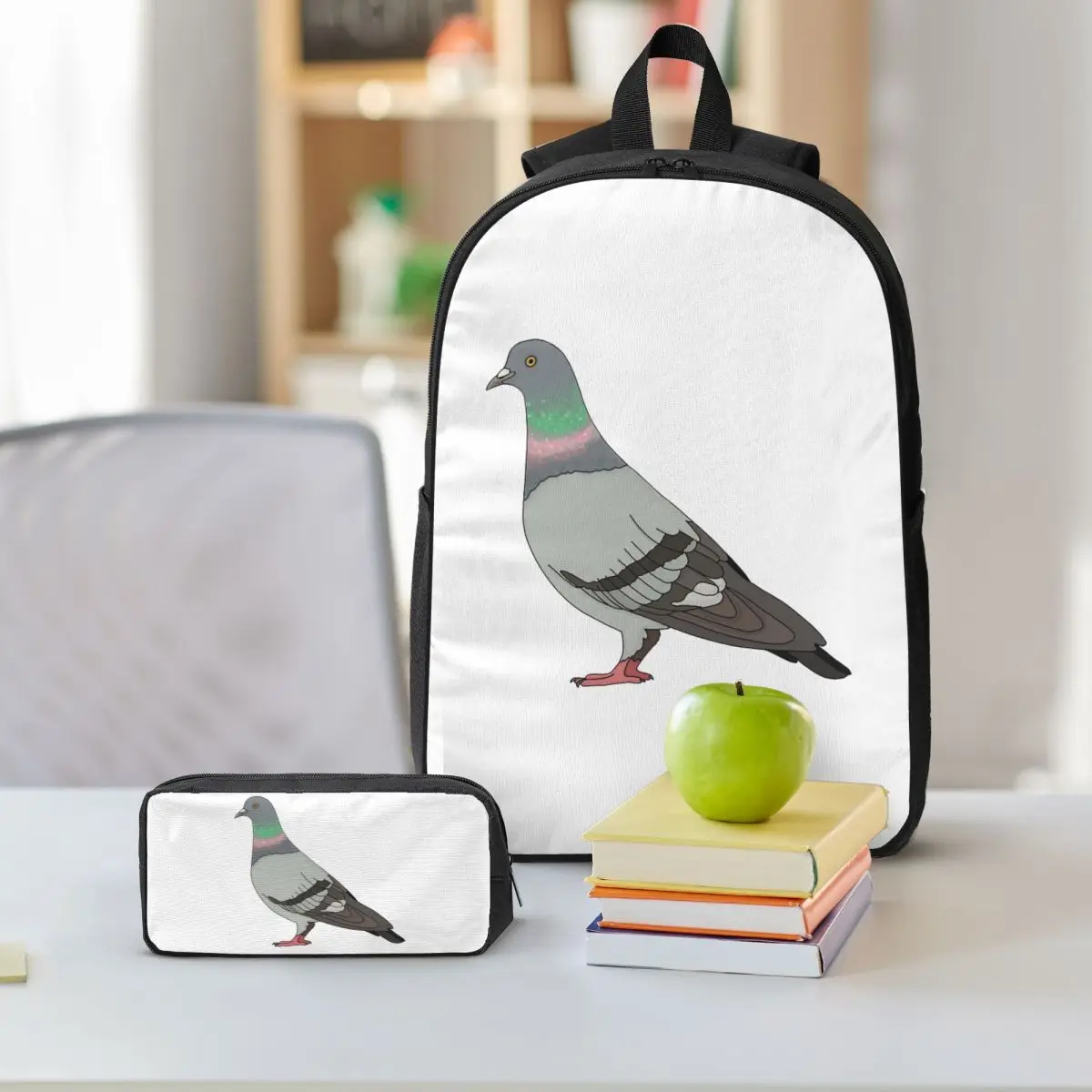 Pigeon Walk 2020, Black Background Backpack Boys Girls BookBag School Bag Shoulder Bags 3ps Insulated Lunch Bag Pencil Case