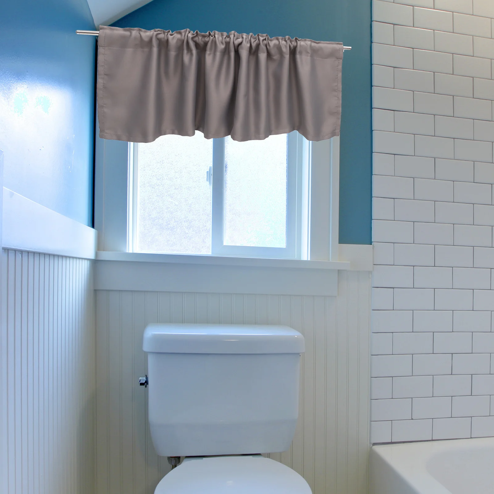 

Machine Washable Grey Kitchen Curtains Valance For Kitchen Bedroom Solid Color Short Blackout Curtains Window Dressing