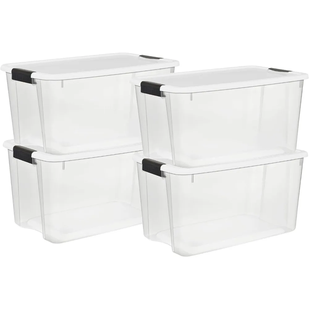 

4 Pack Ultra Latching Box, Storage Bins with Lids, Clear Plastic, 70 Quart - Heavy-Duty Organizing Containers