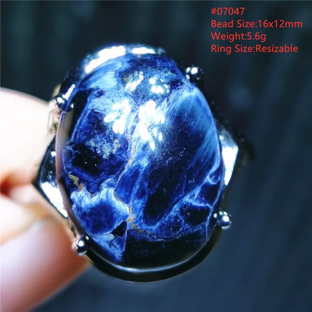 Natural Blue Pietersite Adjustable Ring From Namibia Jewelry 925 Silver Fire Pietersite Chatoyant Gemstone Stone Ring AAAAAA