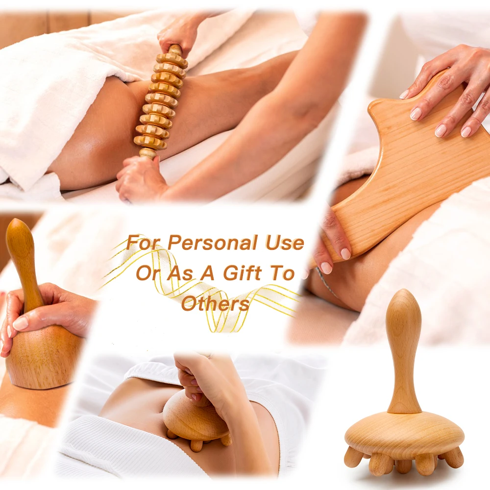 Wood Therapy Cellulite Massager GuaSha Tool Deep Tissue Relax Massager for Body Face Lifting Maderoterapia Roller Guasha Scraper