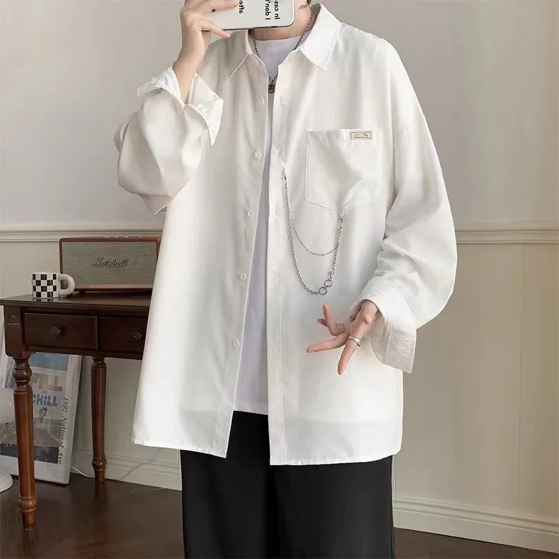 

Свободные мужские брюки в американском стиле Long Sve irt, осенняя мода, повседневные свободные брюки для колледжа, модный топ, молодежный тренд