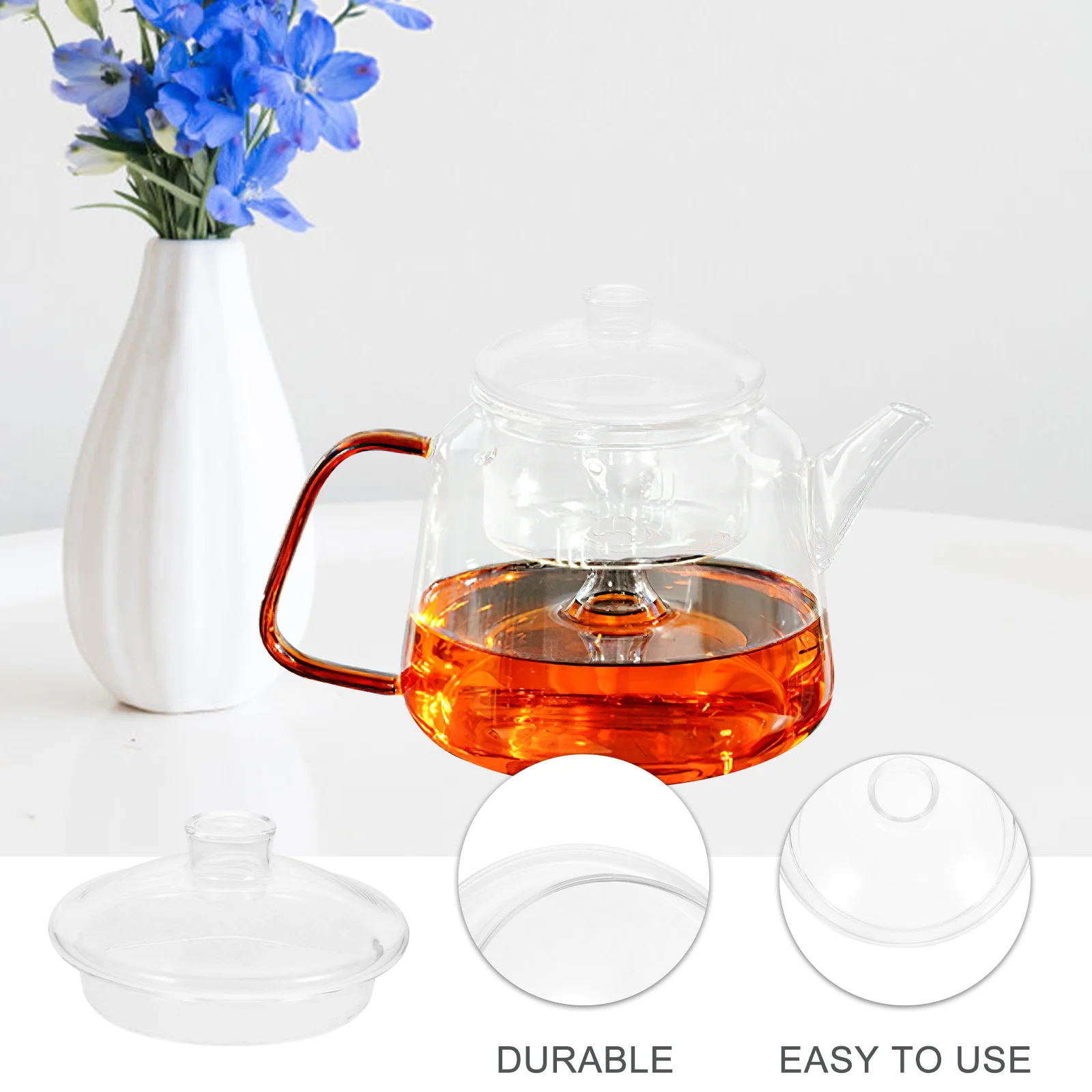 

Transparent Glass Lid for Teapot Clear Replacement Cover Heat-Resistant Elegant Design for Home Party and Camping Use