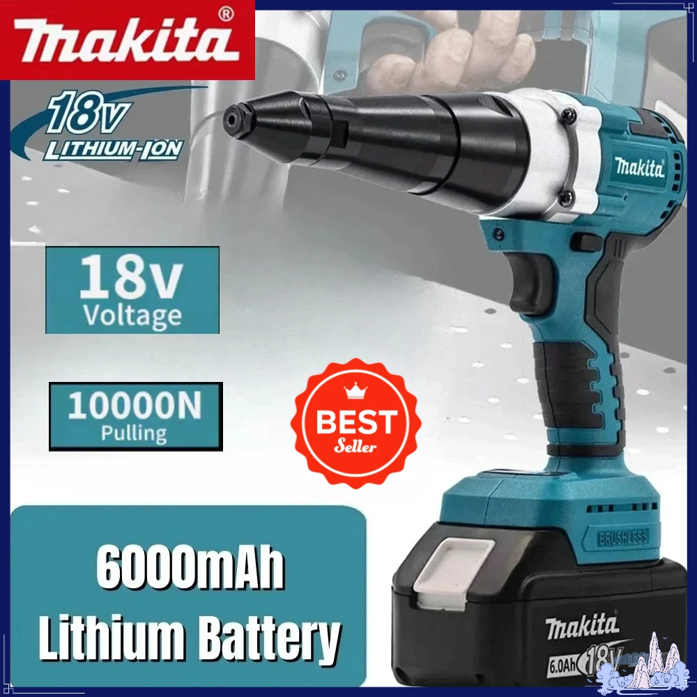 

Бесщеточный электрический заклепочник Makita с LED-подсветкой, беспроводной, многофункциональный, автоматический инструмент для установки заклепочных гаек, для Makita 18/20В