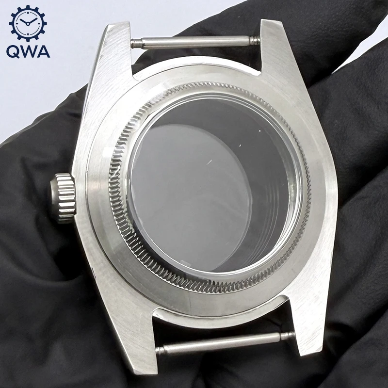 QWA NH35 36 مللي متر/39 مللي متر Datejust الفضة الياقوت ساعة زجاجية مع الرئيس/اليوبيل صالح NH35/NH36 ساعة يد تعمل بالحركة اكسسوارات