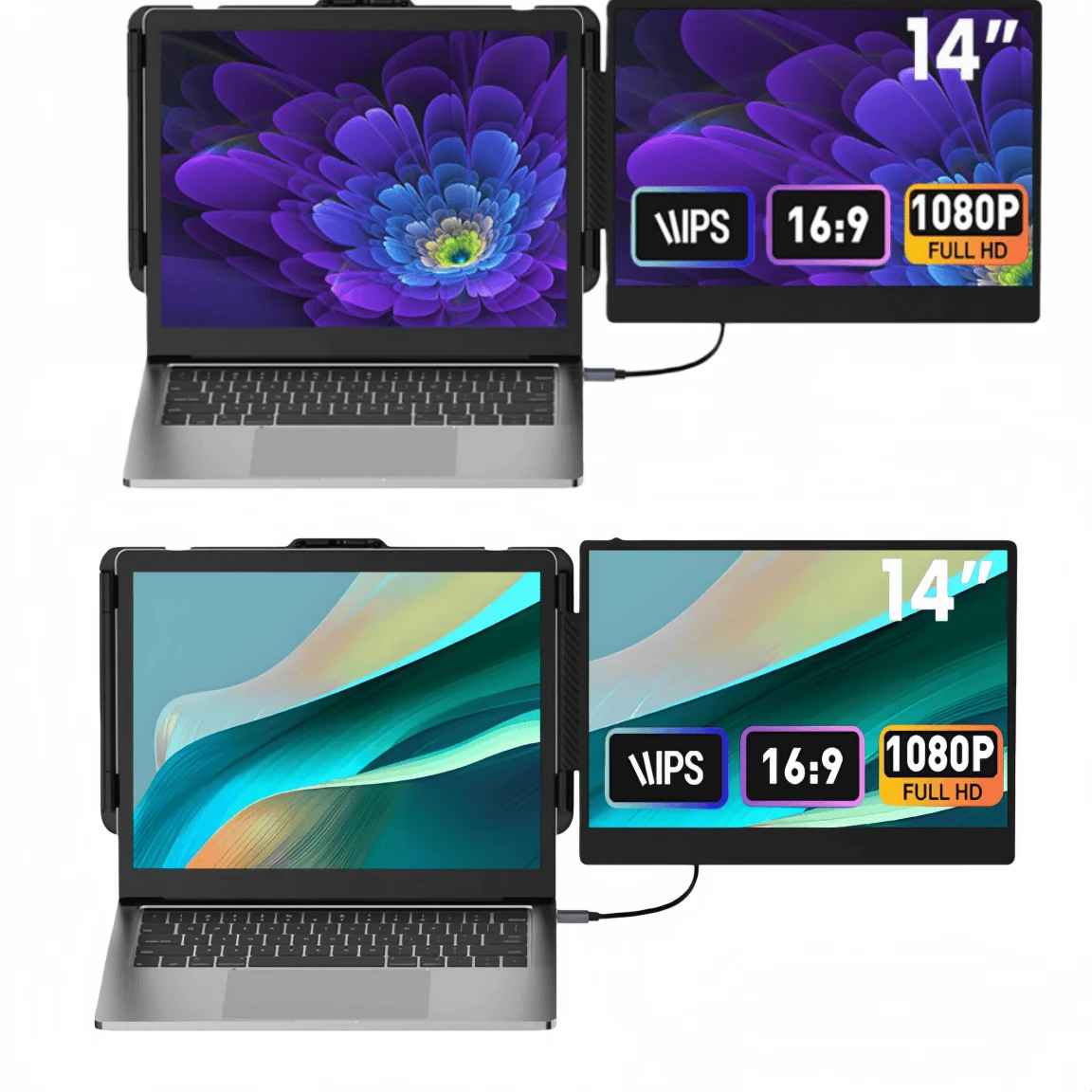 

Новый трендовый удлинитель экрана для ноутбука, 12 дюймов, 14 дюймов, портативный монитор, ЖК-игровой дисплей для двойного расширенного экрана Plug & Play