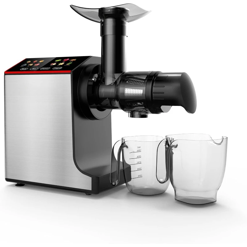 Masticating Juicer Machines, Cold Press Juicer, Easy To Clean with Brush, Touch Screen Stainless Juicer Machines for Vegetable