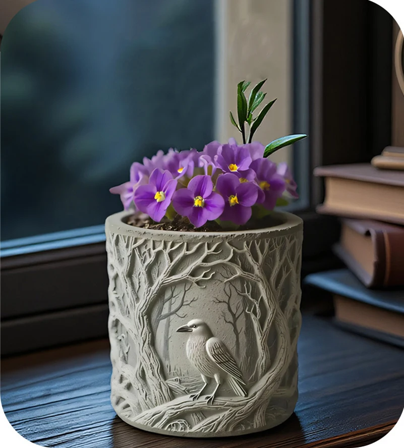 زهرية قالب من السيليكون حامل شموع معطرة مزخرفة قالب الغراب جثم قالب من السيليكون متعدد الأغراض لصنع مزهرية ديكور المنزل #5