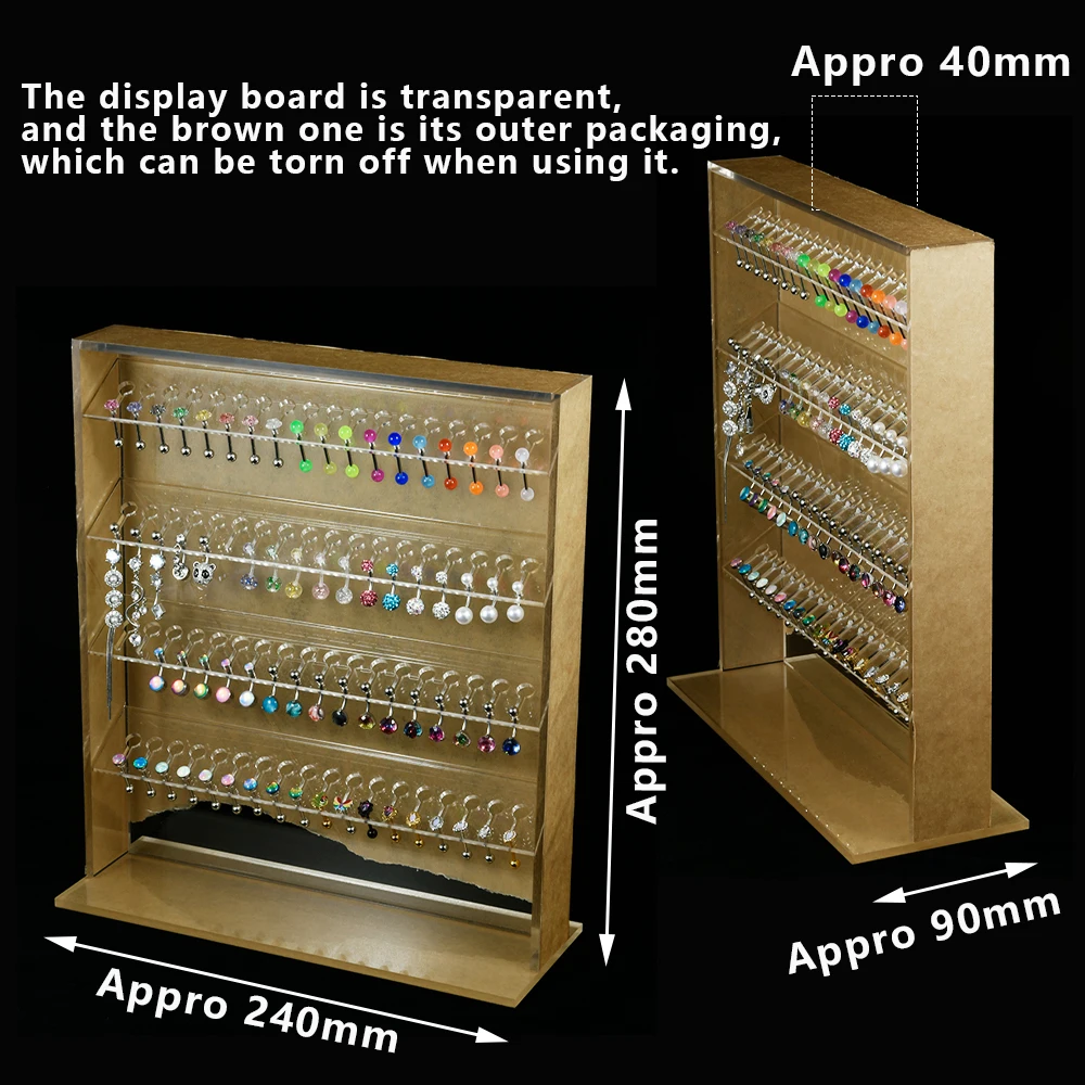 1PC 72 Holes 4 Layers Acrylic Belly Button Ring Display Stand Tongue Studs Transparent Holder Piercing Jewelry Display Stand