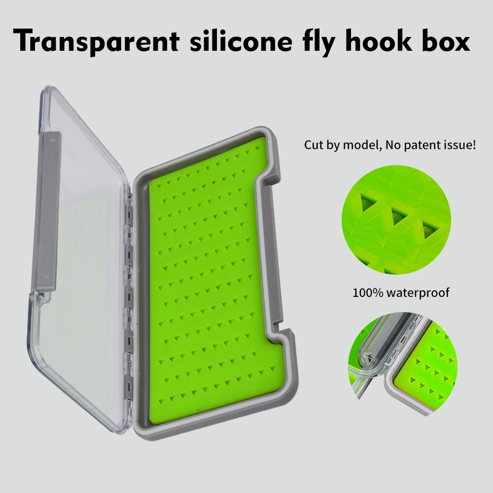 Proberos 100% Wasserdichte Rostschutz-Fliegenbox 1 Stück Silikonpolster Schaumstoff Transparente Angelbox Angel-Aufbewahrungsboxen – Detail 1