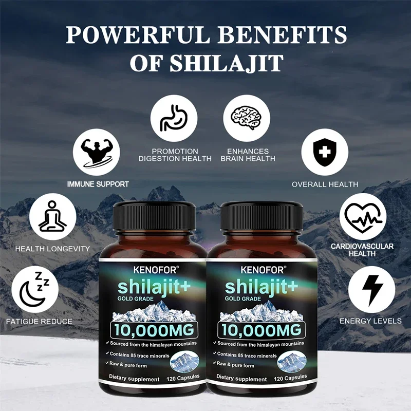 1000MG Pure Shilajit Resin, Containing 85+ Trace Minerals and Asphalt Natural Fulvic Acid, Cardiovascular Health, Skin, Immunity